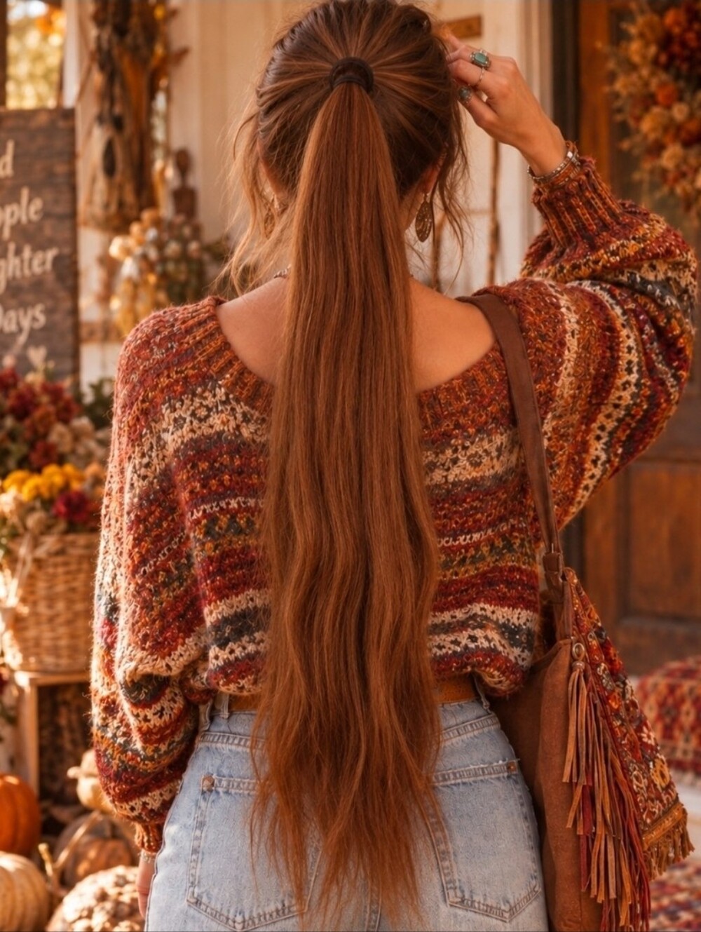 24" Auburn Red Ponytail Hair Extension | Boho Fairy Cottagecore Festival Retro